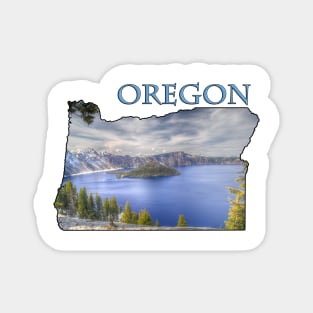 Oregon State Outline (Crater Lake & Wizard Island) Magnet