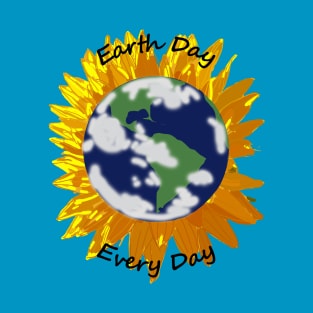 Abstract Sunflower Planet Earth Day is Every Day T-Shirt