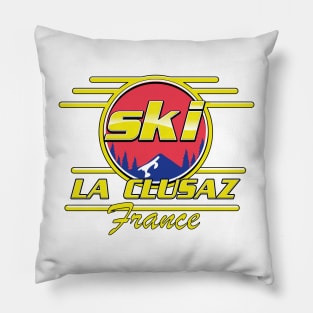 La Clusaz france ski 80s logo Pillow