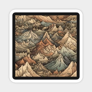 Mountains Painting rustic Magnet