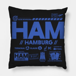 Vintage Hamburg HAM Airport Code Travel Day Retro Travel Tag Germany Pillow