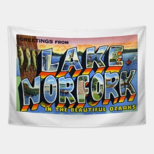 Greetings from Lake Norfork in the Beautiful Ozarks - Vintage Large Letter Postcard Tapestry