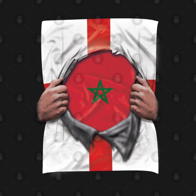 Morocco Flag English Flag Ripped Open - Gift for Moroccan From Morocco by Country Flags