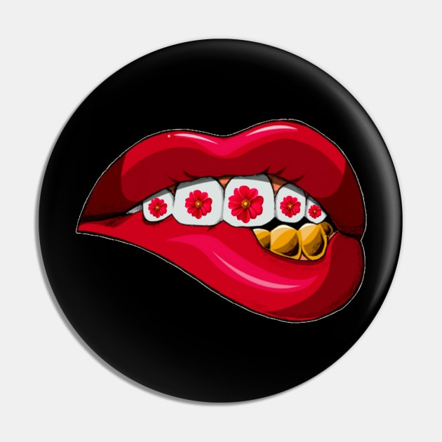 Red Lips Pin by thejavagirl