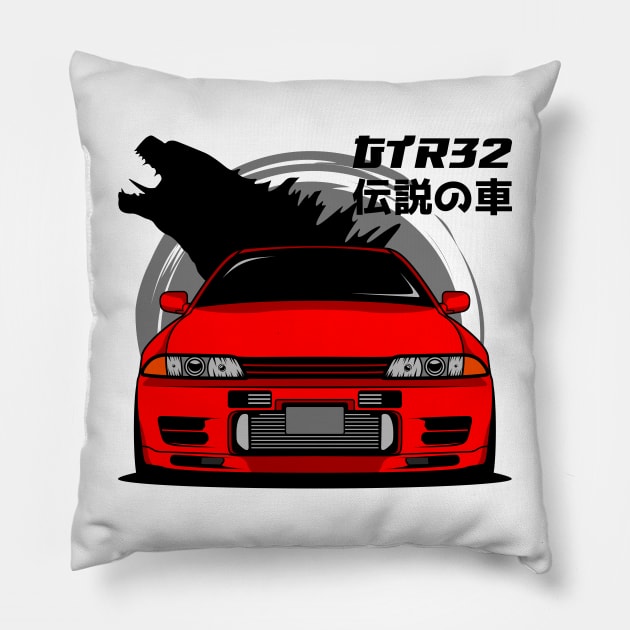 Red JDM R32 Pillow by GoldenTuners