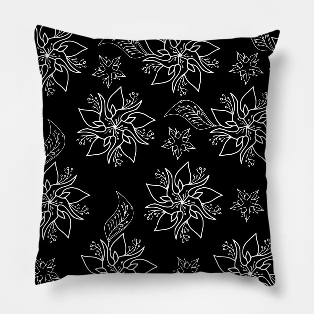 Black Floral Pillow by jen28