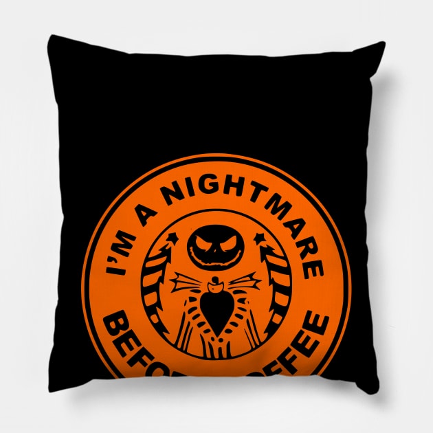 Nightmare Before Coffee Pillow by Lifeline/BoneheadZ Apparel