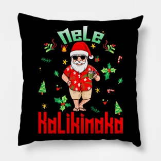 Mele Kalikimaka Christmas Santa Shaka Hawaii Pillow