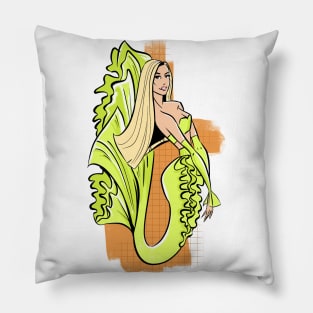 Blonde neon green mermaid Pillow