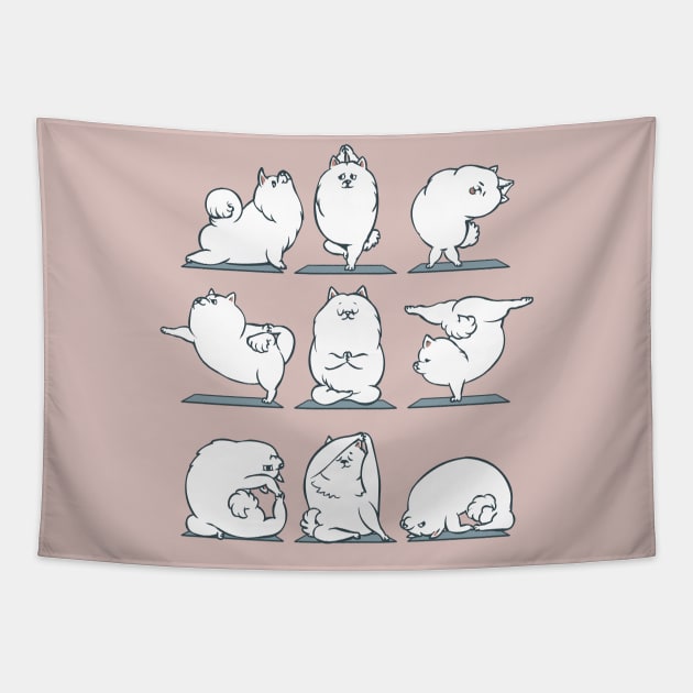 Samoyed Yoga Tapestry by huebucket