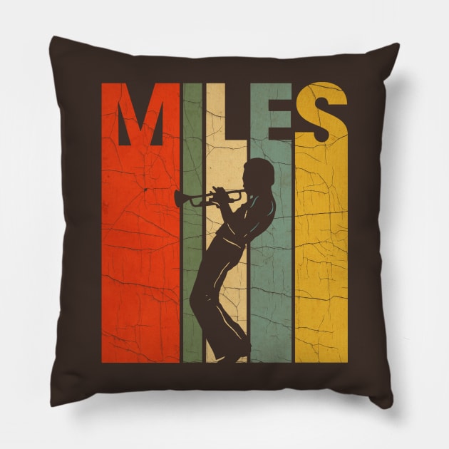 Miles Davis Retro Color Pillow by mother earndt