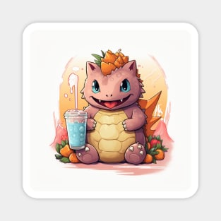 Cute Godzilla and drinking water Magnet