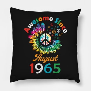 Funny Birthday Quote, Awesome Since August 1965, Retro Birthday Pillow