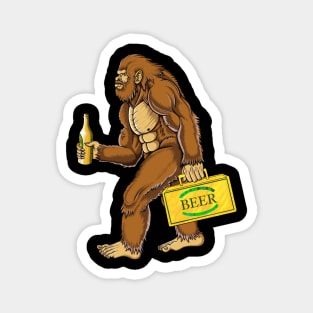 Bigfoot drinking beer Magnet