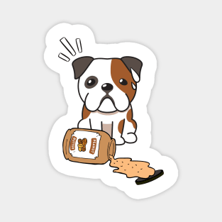 Cute BullDog spilled a jar of peanut butter Magnet