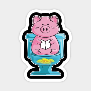 Funny Pig On Toilet Piggy Bank Potty Training Pun Magnet