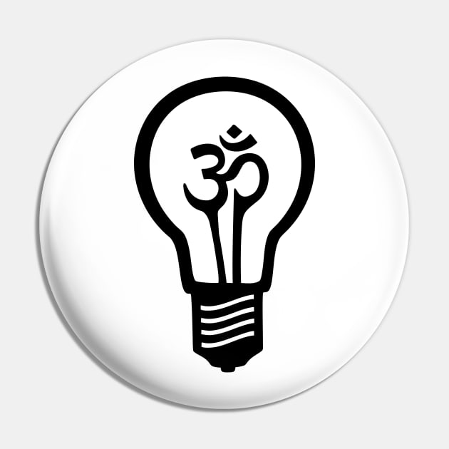 Om Meditation Lightbulb (Black) Pin by XOOXOO