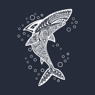 WHITE BOHO SHARK T-Shirt