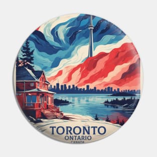 Toronto Ontario Canada Starry Night Aurora Boreal Vintage Poster Tourism Pin