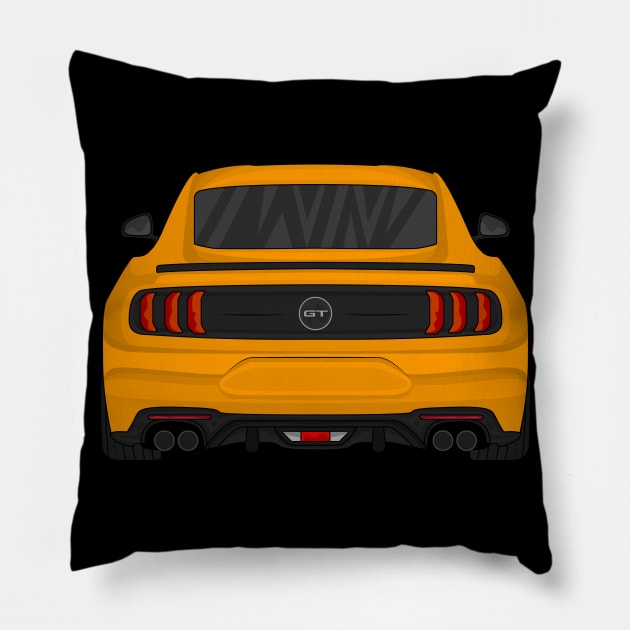 MUSTANG GT ORANGE Pillow by VENZ0LIC