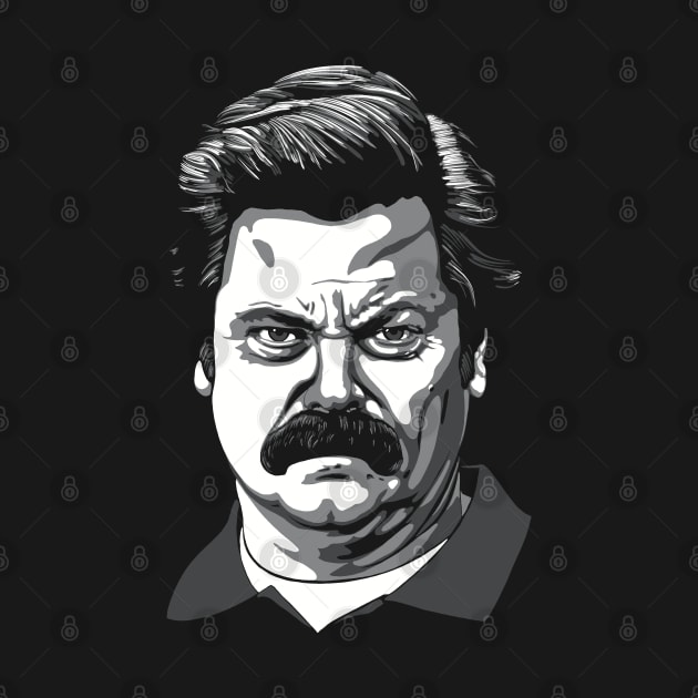Nick Offerman greyscale by @johnnehill