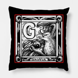 G is For Griffin - Red Outline Version Pillow