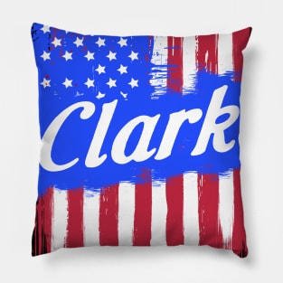 American Flag Clark Family Gift For Men Women, Surname Last Name Pillow