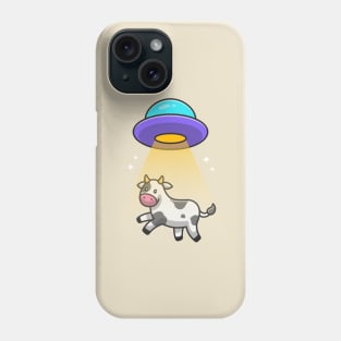 Cute Cow Sucked In UFO Spacecraft Cartoon Phone Case