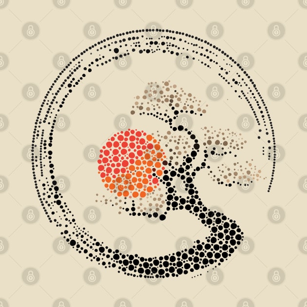 Dot Art Enso Circle and Bonsai Tree by Nartissima