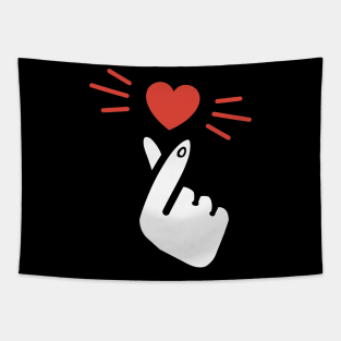 Finger Heart Kpop Songalag Hateu White Hand Tapestry