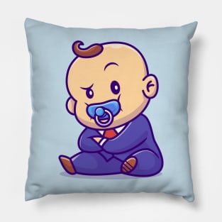 Cute Baby Boss With Pacifier Cartoon Pillow