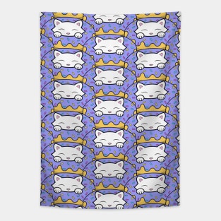 Cute cat eats donuts pattern Tapestry