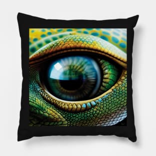 Green Lizard Reptile Eye Art Pillow