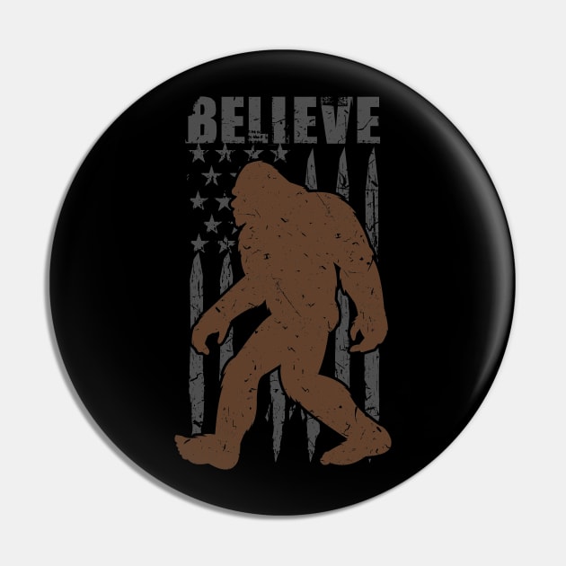 Bigfoot American Flag Pin by Tesszero