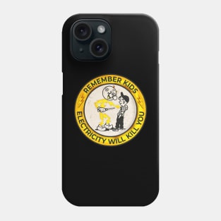 VINTAGE - Retro Yellow Electricity Will Kill You Kids Phone Case