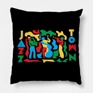 Jazz Town  - Colorful Jazz Themed Design Pillow