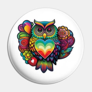 Groovy Psychedelic Owl Pin