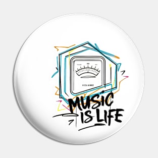 "Neon Rhythms: Music Is Life Art Print" - Rhythm and Harmony Pin