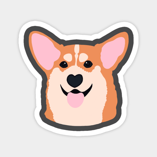 Corgi Smile Red Magnet by Clarmeleon