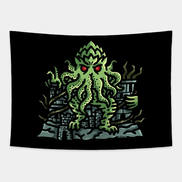 Ruler of the Abyss: Cthulhu on the Throne Tapestry by Holymayo Tee