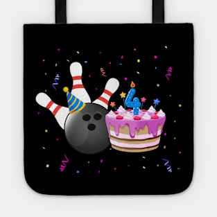 Bowling 4th Birthday Bday Party Kids 4 years Old Bowler Tote