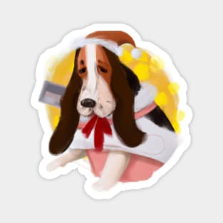 Cute Basset Hound Drawing Magnet