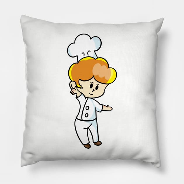 chef cartoon character  drawing design Pillow by Sabai Art