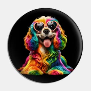 Rainbow Cute Dog Wearing Glasses Heart Puppy Love Dog Funny Pin