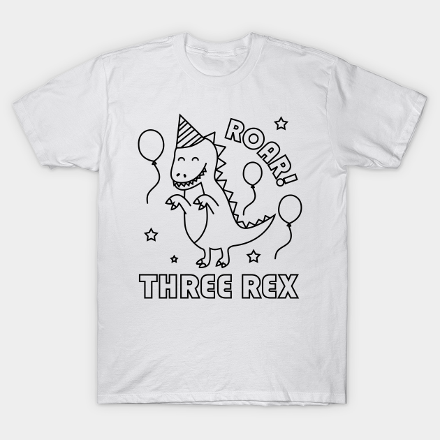 Discover Kids Three Rex Dinosaur 3rd Birthday Color Your Own - Three Rex - T-Shirt