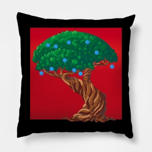 Tree of Life on Red Background Pillow