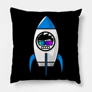 Space nerd in a rocket to outer space Pillow