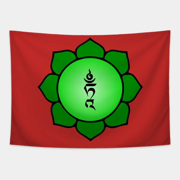 Tibetan Mantra Seed Syllable Bija Of Green Tara Tapestry by Mindseye222