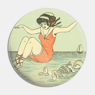 Vintage Beach Scene Pin