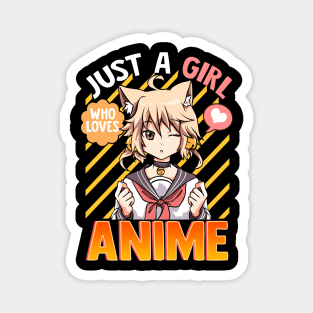 Cute & Funny Just A Girl Who Loves Anime Magnet